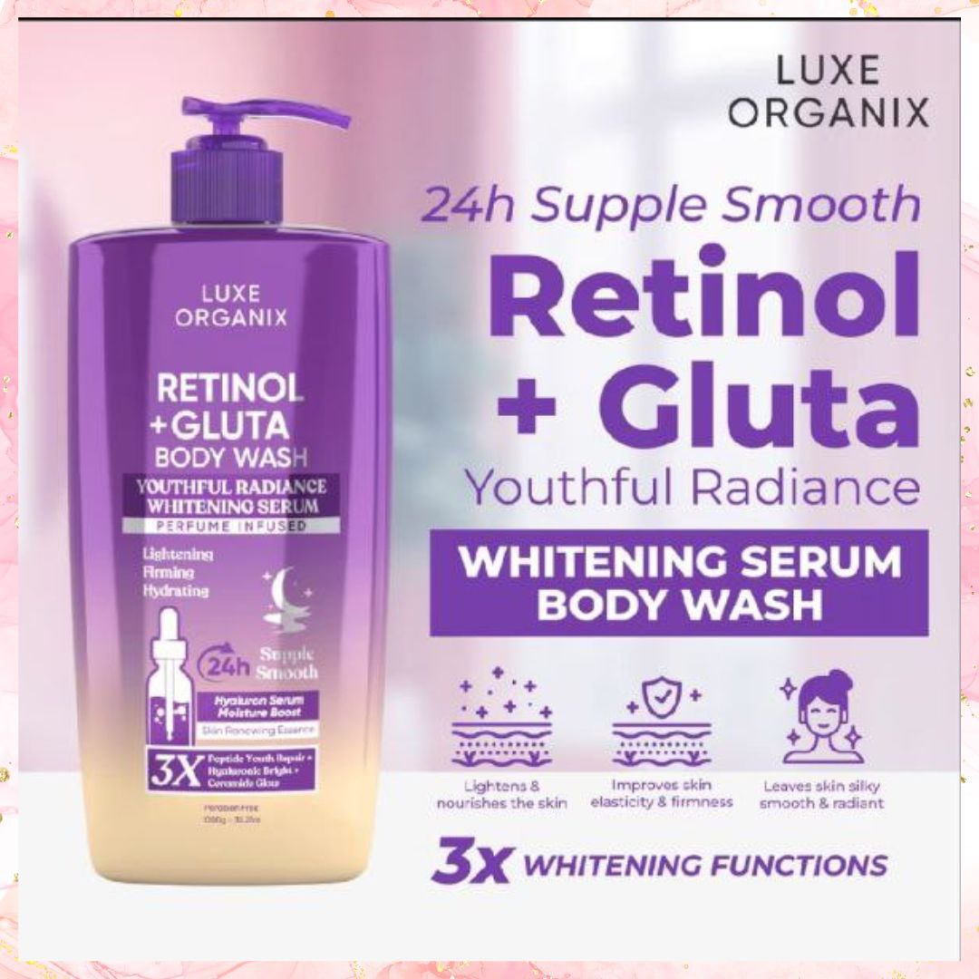 luxe organix glutathione Luxe Organix Retinol + Gluta Body Wash | 1000G – Charm Essentials