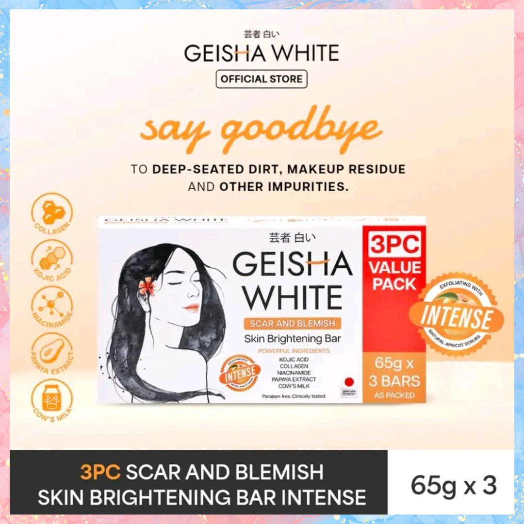Geisha White INTENSE skin Brightening Bar Soap | 3PCS | SCAR & BLEMISHES