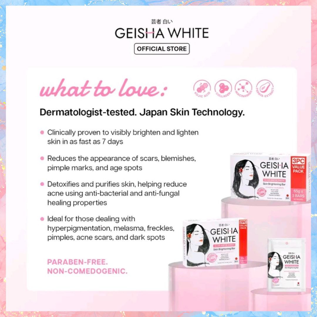 Geisha White CLASSIC skin Brightening Bar Soap | 3PCS | SCAR & BLEMISHES
