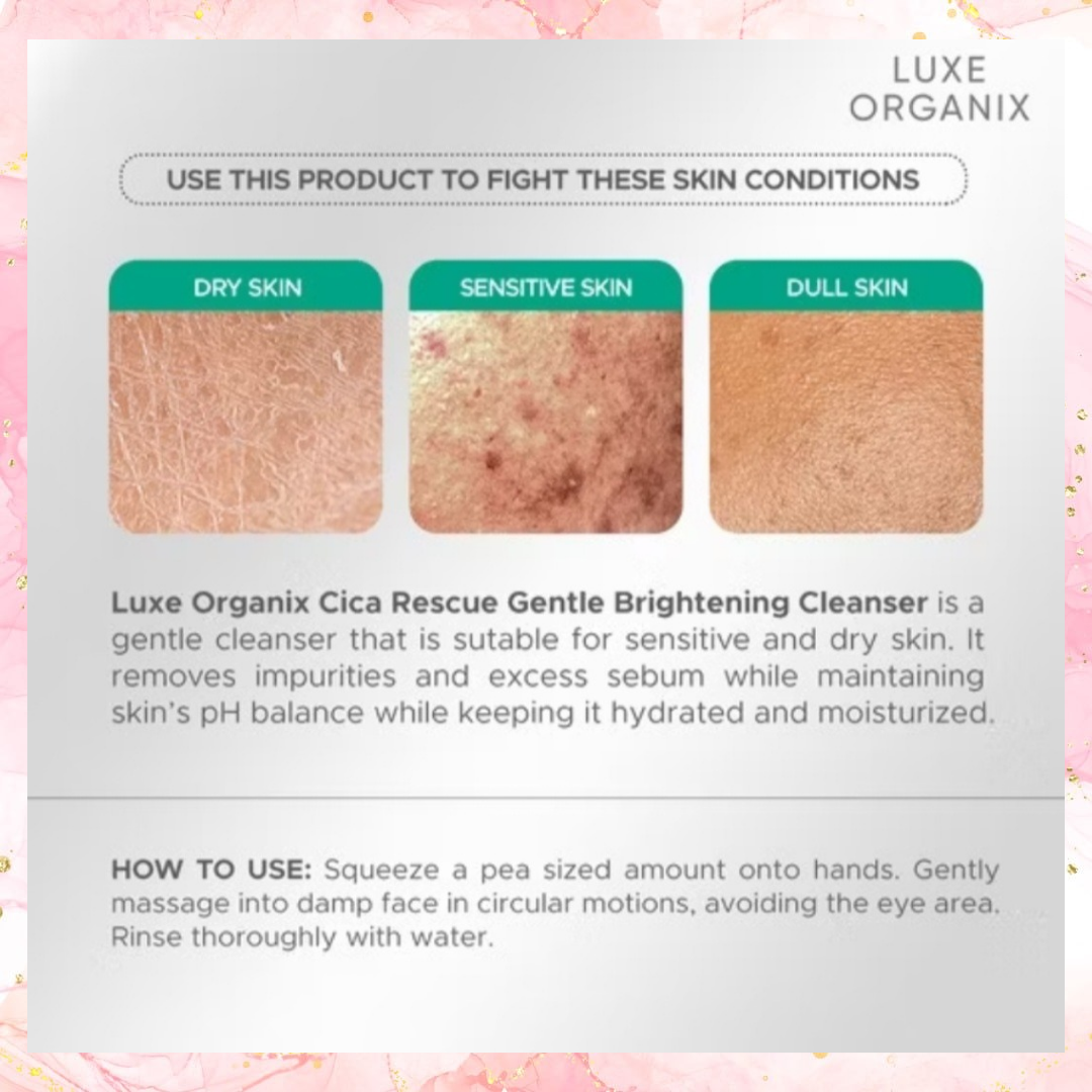 Luxe Organix CICA Rescue Gentle Brightening Cleanser | 150G