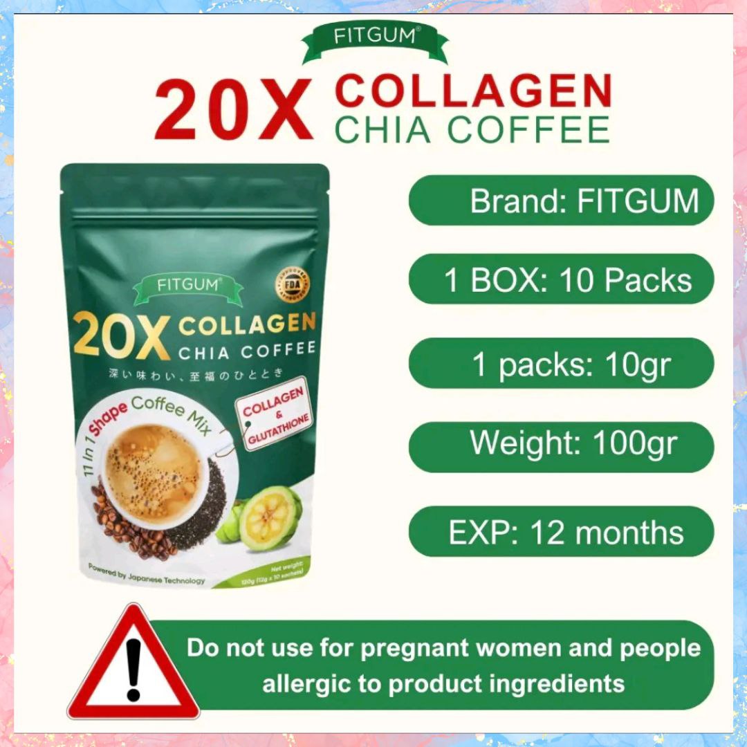 FITGUM 20x Collagen Chia Coffee | 10sachets