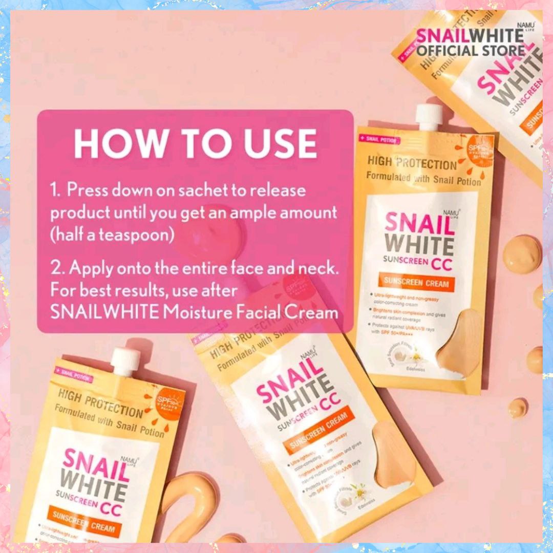 Snail White Sunscreen CC SPF50 PA++++ | 6ML EACH | *sold per piece