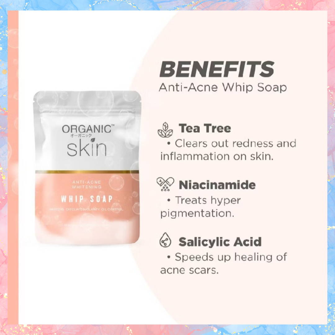 Organic Skin Anti Acne Whitening Whip Soap | 100G