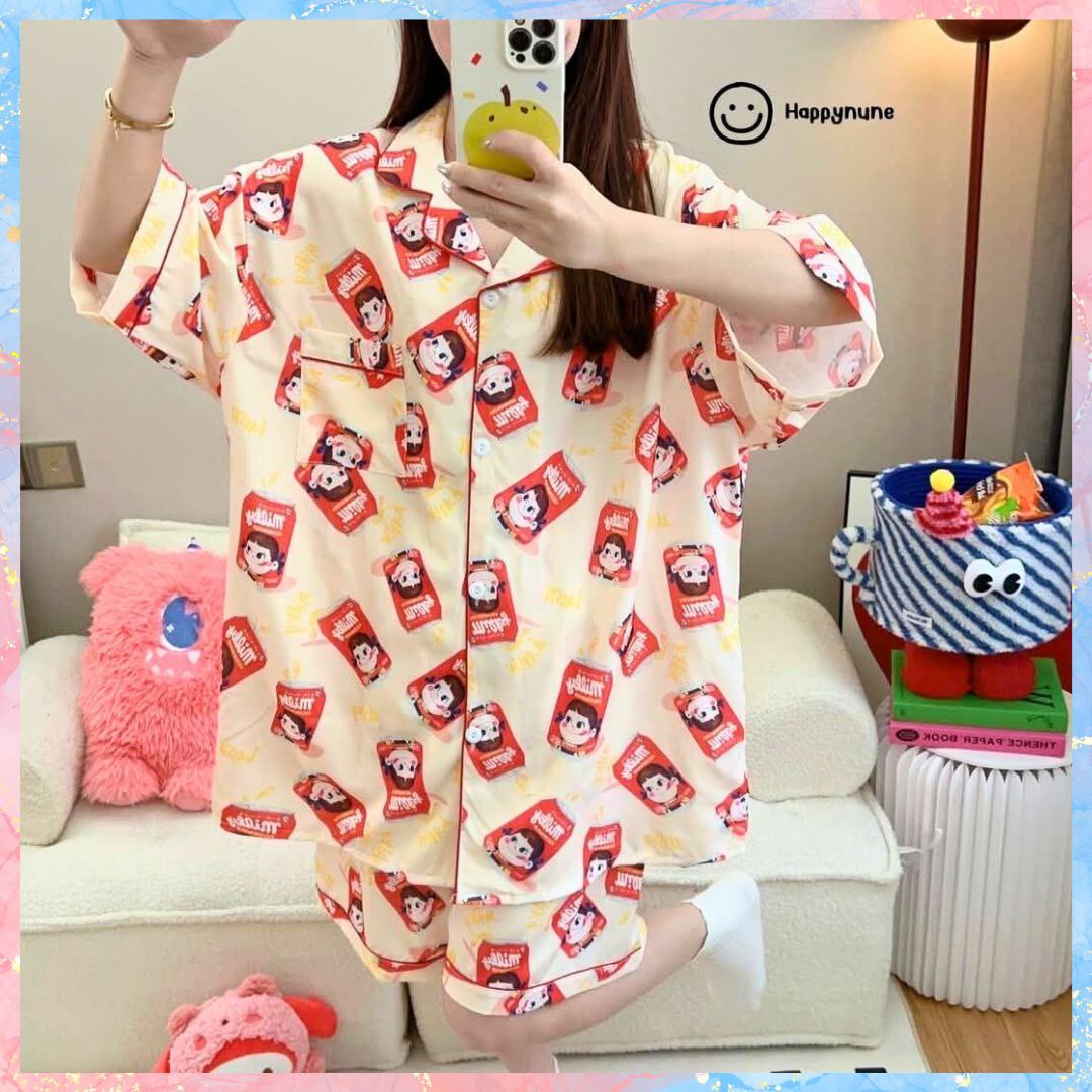 Happynune Plus Size Pajama Short Set | Button Top + Shorts