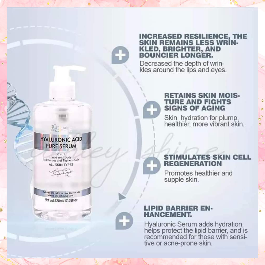Ashley Hyaluronic Acid Pure Serum | For Face & Body 520ML