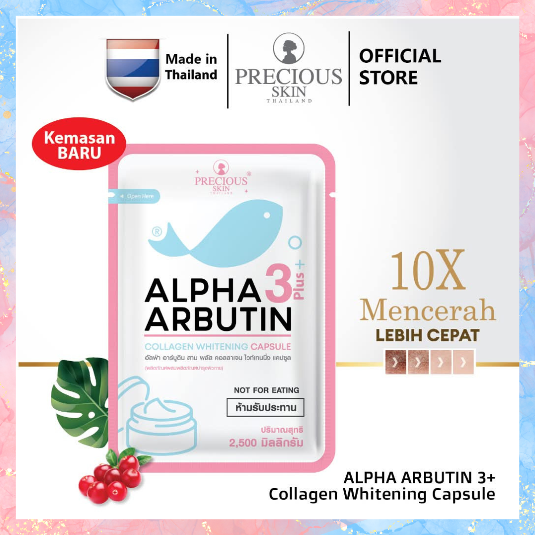 Precious Skin Alpha Arbutin 3PLUS Collagen Whitening Cap | NOT FOR ORAL USE - It's meant to MIX WITH LOTION