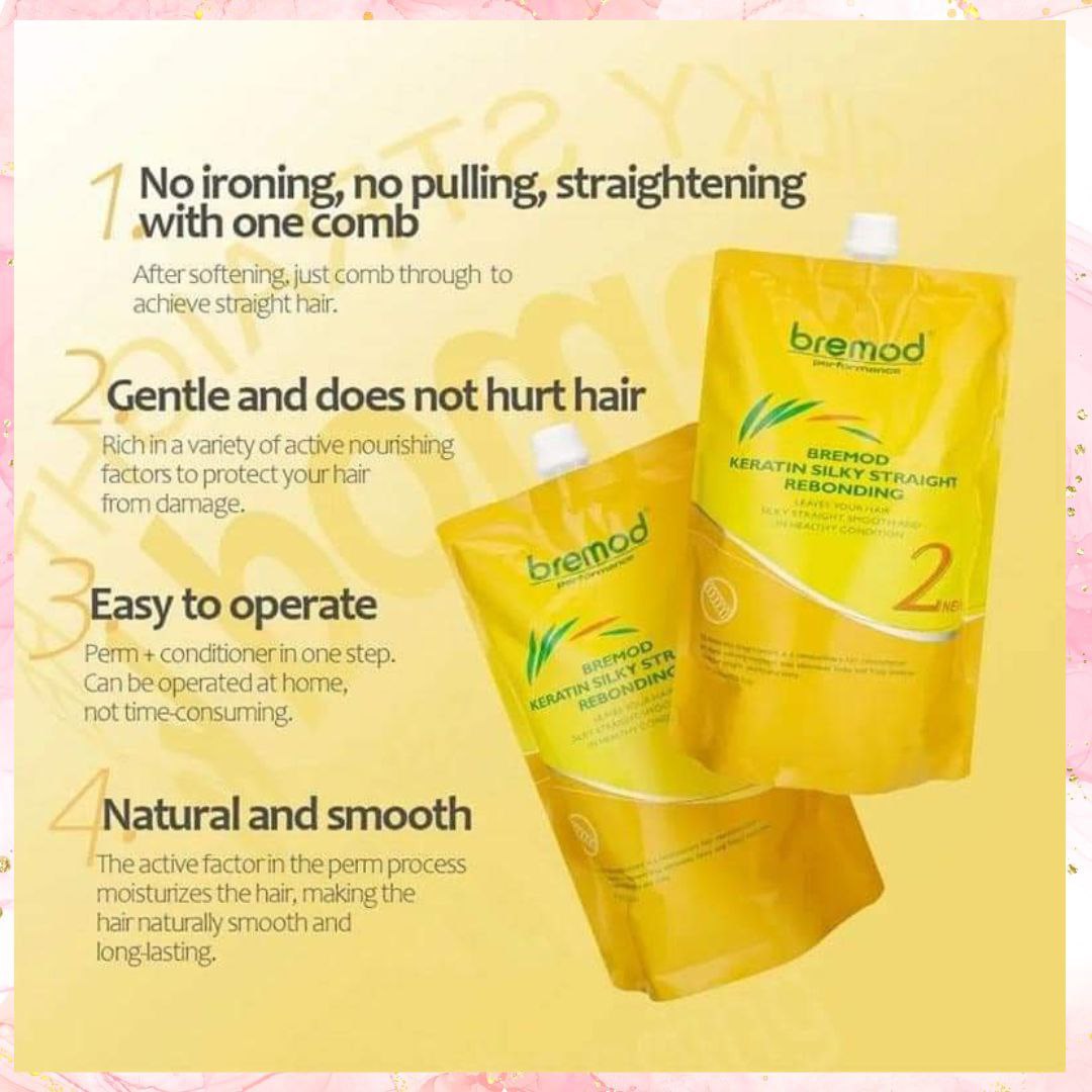 Bremod Keratin Silky Straight Rebonding (SET) | 800ML EACH