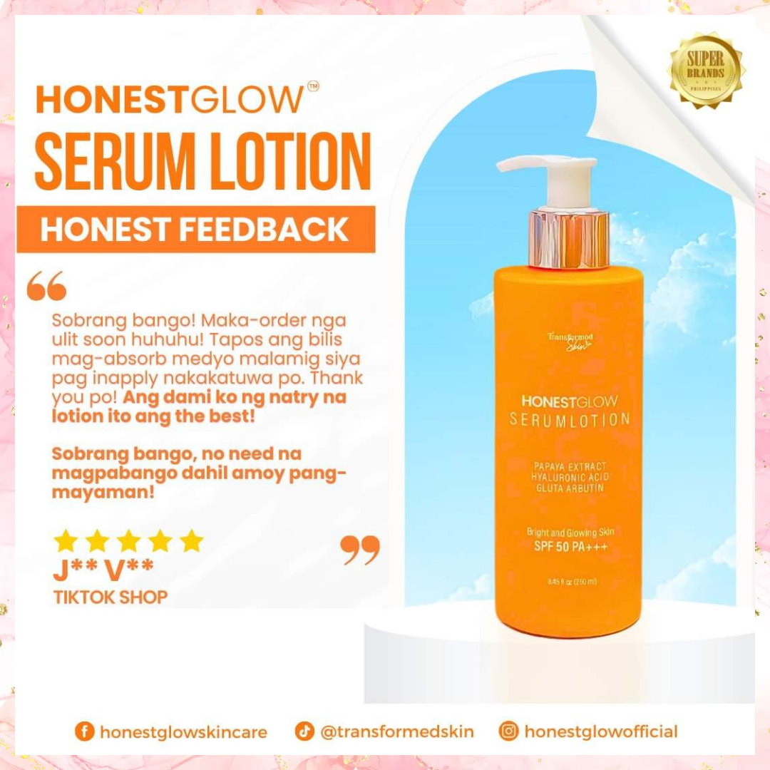 Transformed Skin HONEST GLOW PAPAYA SERUM LOTION with SPF50 PA+++ | 250ML