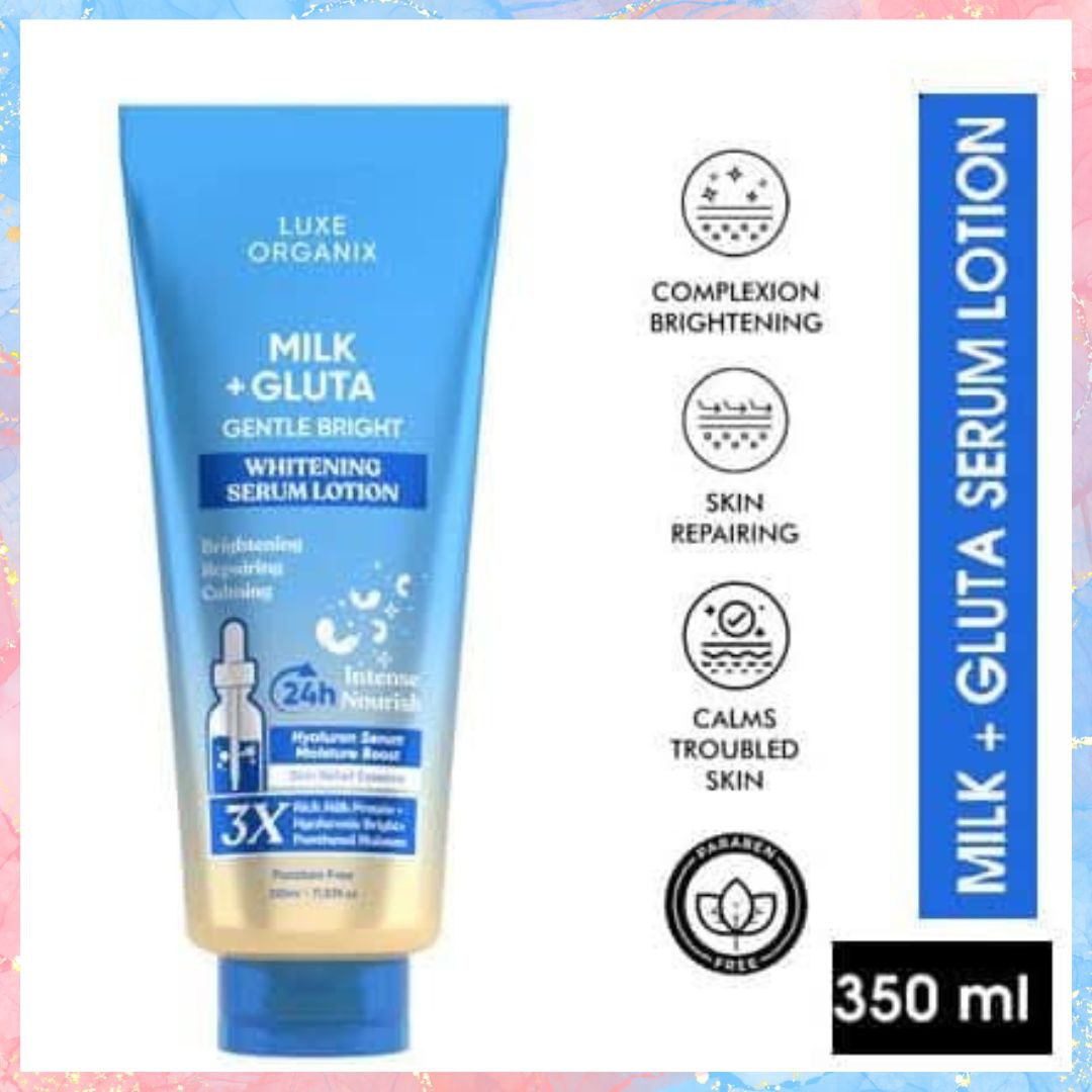 Luxe Organix Milk + Gluta Gentle Bright Whitening Serum Lotion | 350ML