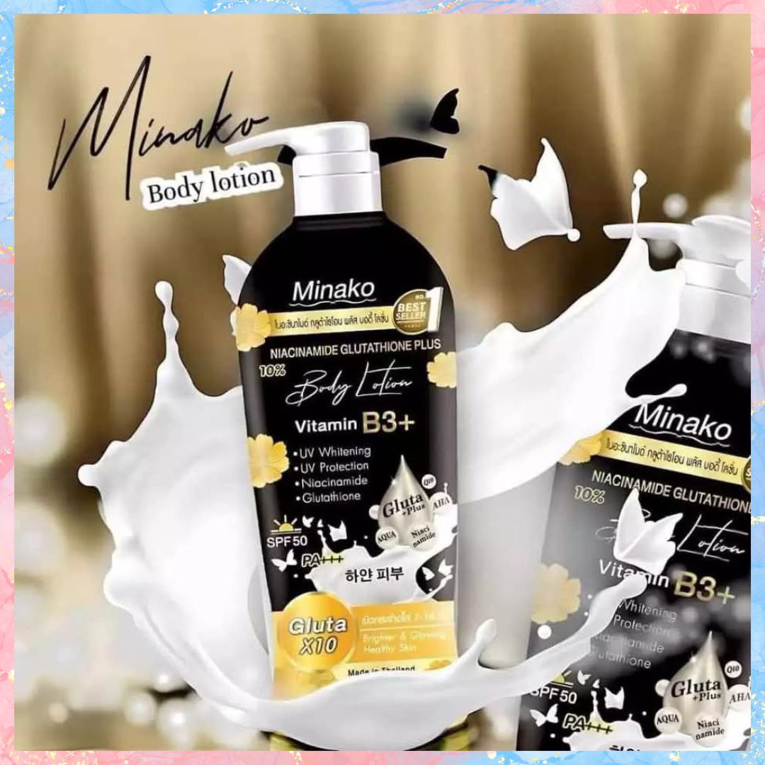 Minako Niacinamide Glutathione Body Lotion | Vitamin B3+ | SPF50 PA++ Charm Essentials - USA LLC Minako Niacinamide Glutathione Body Lotion | Vitamin B3+ | SPF50 PA++ Charm Essentials - USA LLC