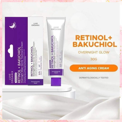 Luxe Organix Retinol + Bakuchiol Overnight Glow Gentle Treatment Cream | 30G