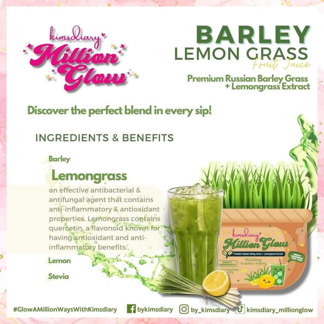 Kimsdiary- Million Glow Premium Russian Barley Grass + Lemongrass Extract