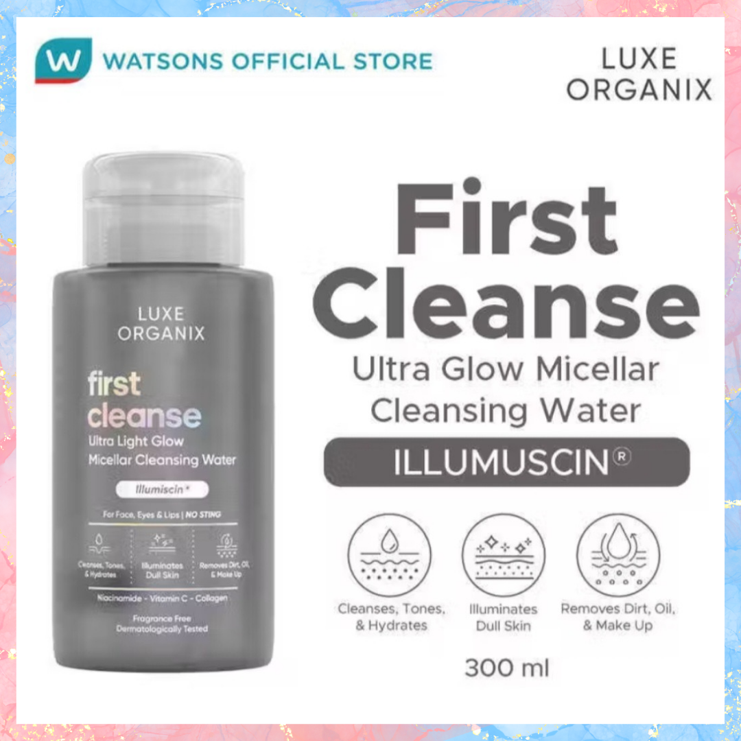 Luxe Organix First Cleanse Ultra Light Glow Micellar Cleansing Water | Alcohol Free | 300ML