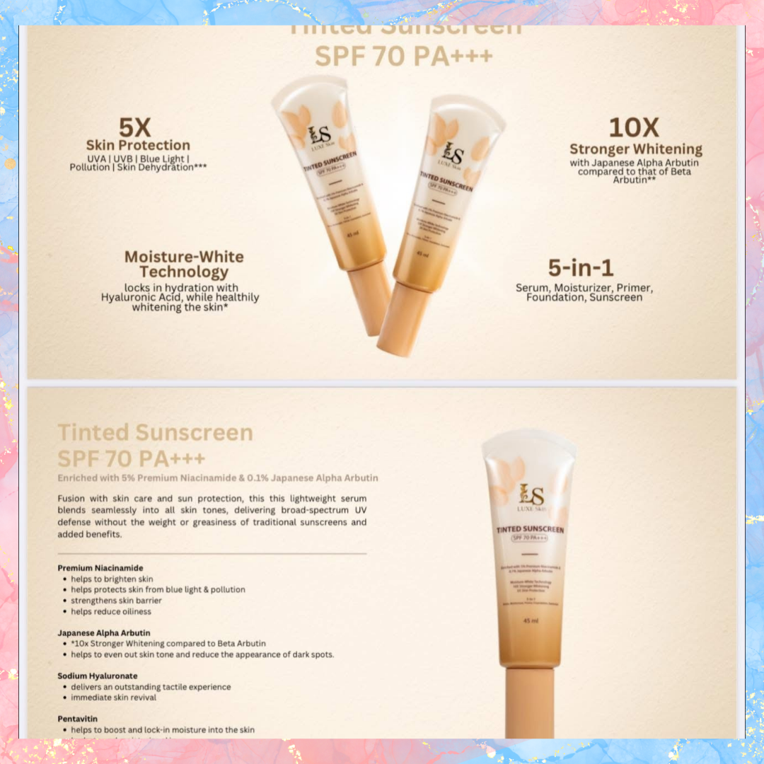 Luxe Skin Tinted Sunscreen with SPF70 PA+++