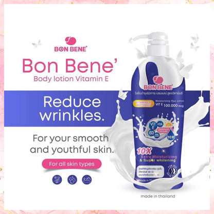 Bon Bene Vitamin E & Whitening Lotion with UV Protection | 500ML | Made in Thailand