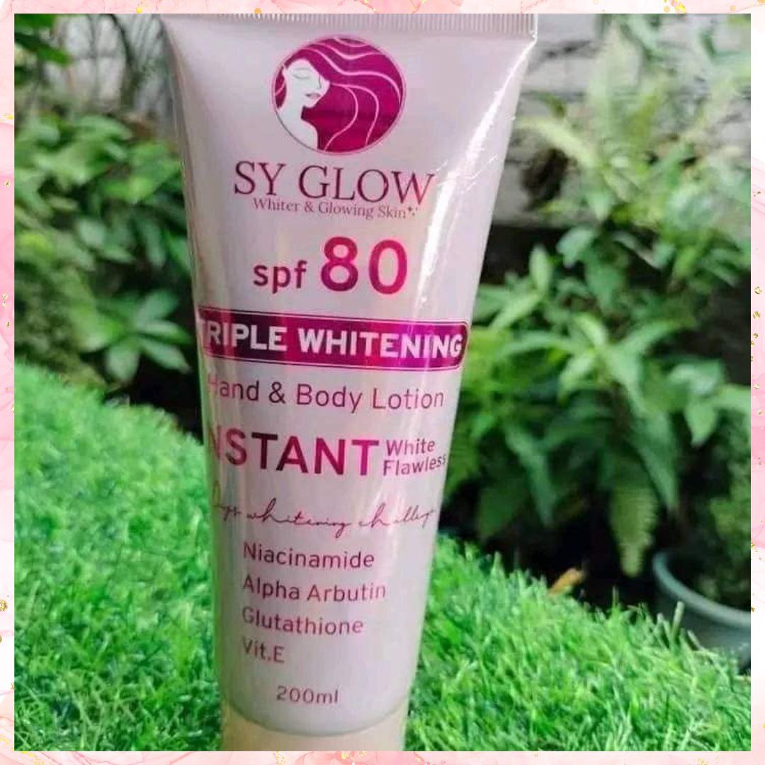 SY Glow Triple Whitening Hand & Body Lotion with SPF80 | Instant White Flawless | 200ML