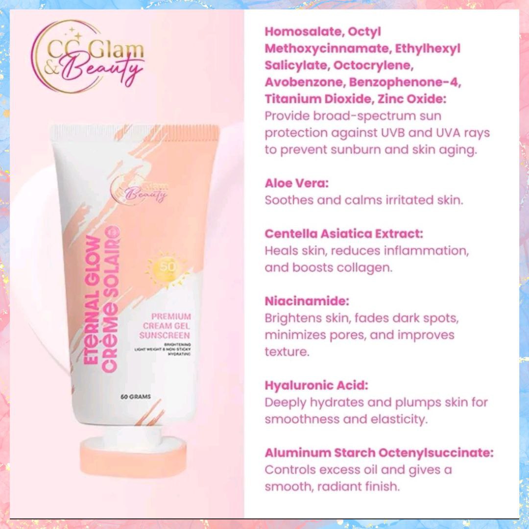 Cris Cosmetics Eternal Glow Creme Solaire Premium Cream Gel Sunscreen | 50G