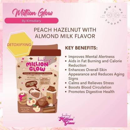 Kimsdiary - Million Glow Peach Hazelnut with Almond Milk Flavor Premium Japanese L-Carnitine + Glutathione