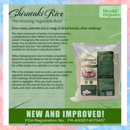 Diva Organics Shirataki Dried Rice - 1KG | Konjac Rice