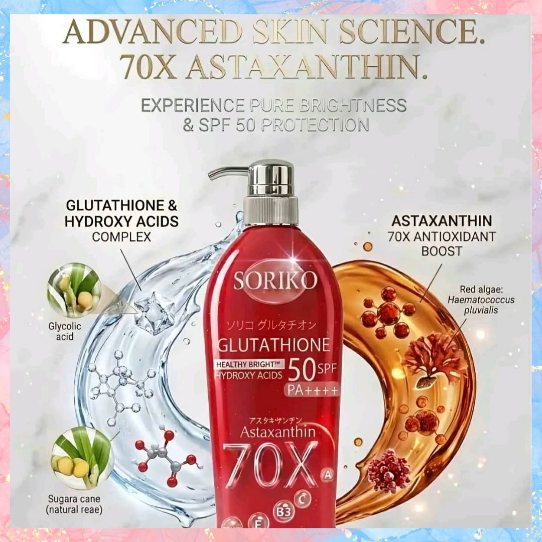 Soriko Glutathione Astaxanthin 70x Whitening Body Lotion | 500ml