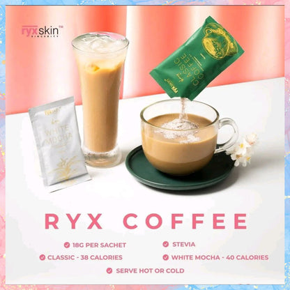 Ryx skin Coffee with Herbal extracts | 5x White Mocha + Classic Coffee | 10sachets