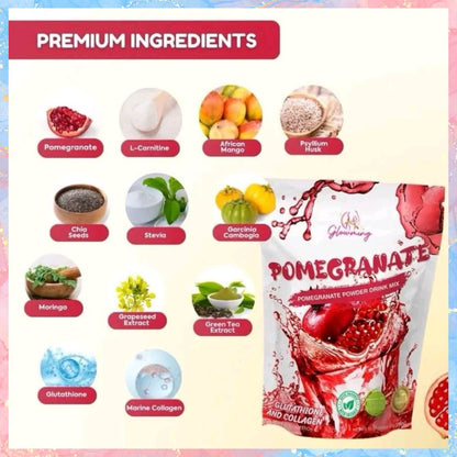 Cris Cosmetics Glowming POMEGRANATE Detox Drink | with Glutathione & Collagen | 10sachets