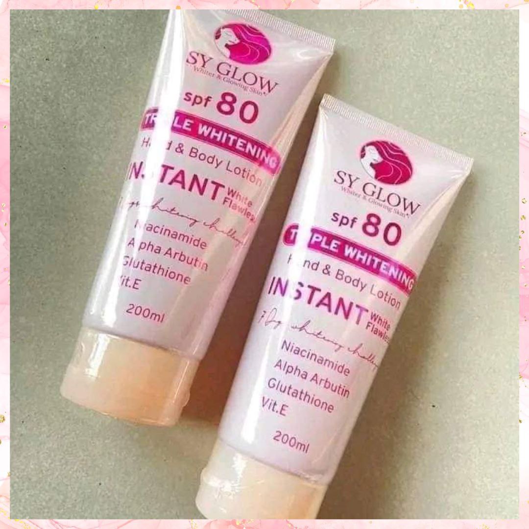 SY Glow Triple Whitening Hand & Body Lotion with SPF80 | Instant White Flawless | 200ML