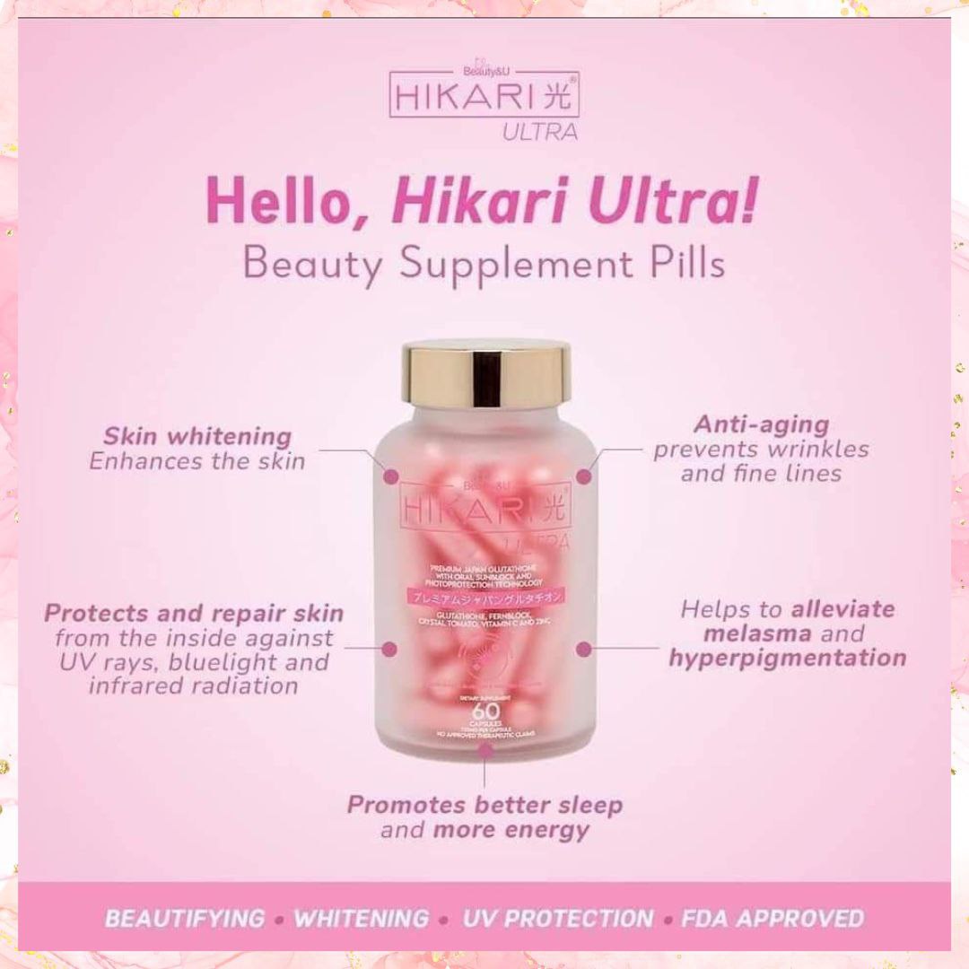 Beauty & U Hikari Ultra Premium Japan Glutathione with oral sunblock and photoprotection technology