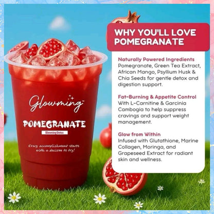 Cris Cosmetics Glowming POMEGRANATE Detox Drink | with Glutathione & Collagen | 10sachets