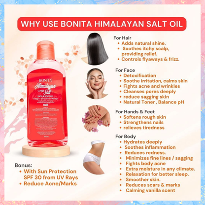 Bonita Himalayan Piink Salt Face & Body Oil with SPF30 | 100ML