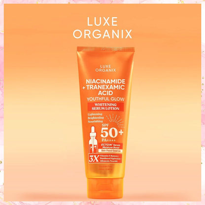 Luxe Organix Niacinamide + Tranexamic Acid Whitening Serum Lotion | SPF50 PA++++ | 200ML