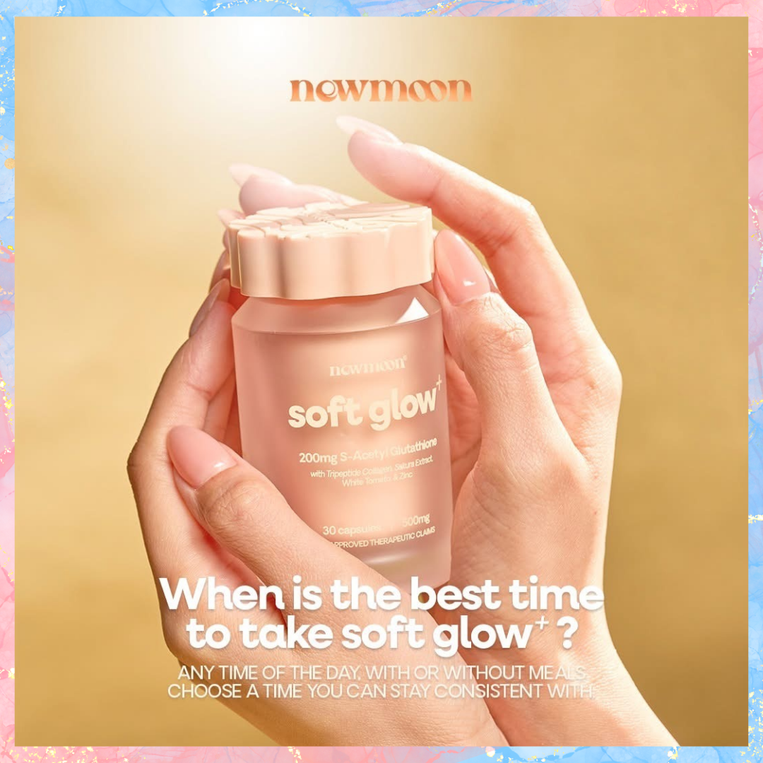 New Moon Soft Glow+ (PLUS) | 200mg S-Acetyl Glutathione | 500mg | 30ca –  Charm Essentials