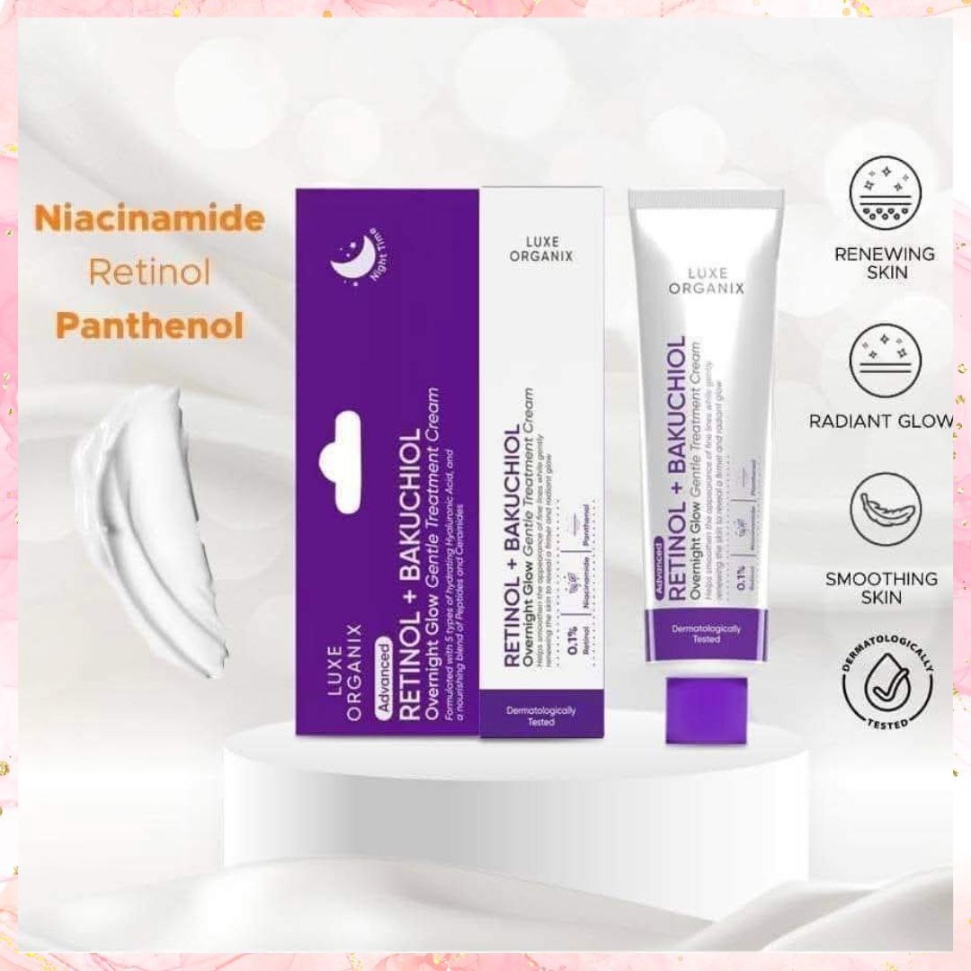 Luxe Organix Retinol + Bakuchiol Overnight Glow Gentle Treatment Cream | 30G