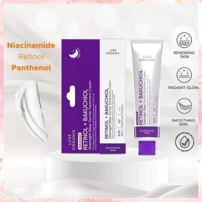 Luxe Organix Retinol + Bakuchiol Overnight Glow Gentle Treatment Cream | 30G