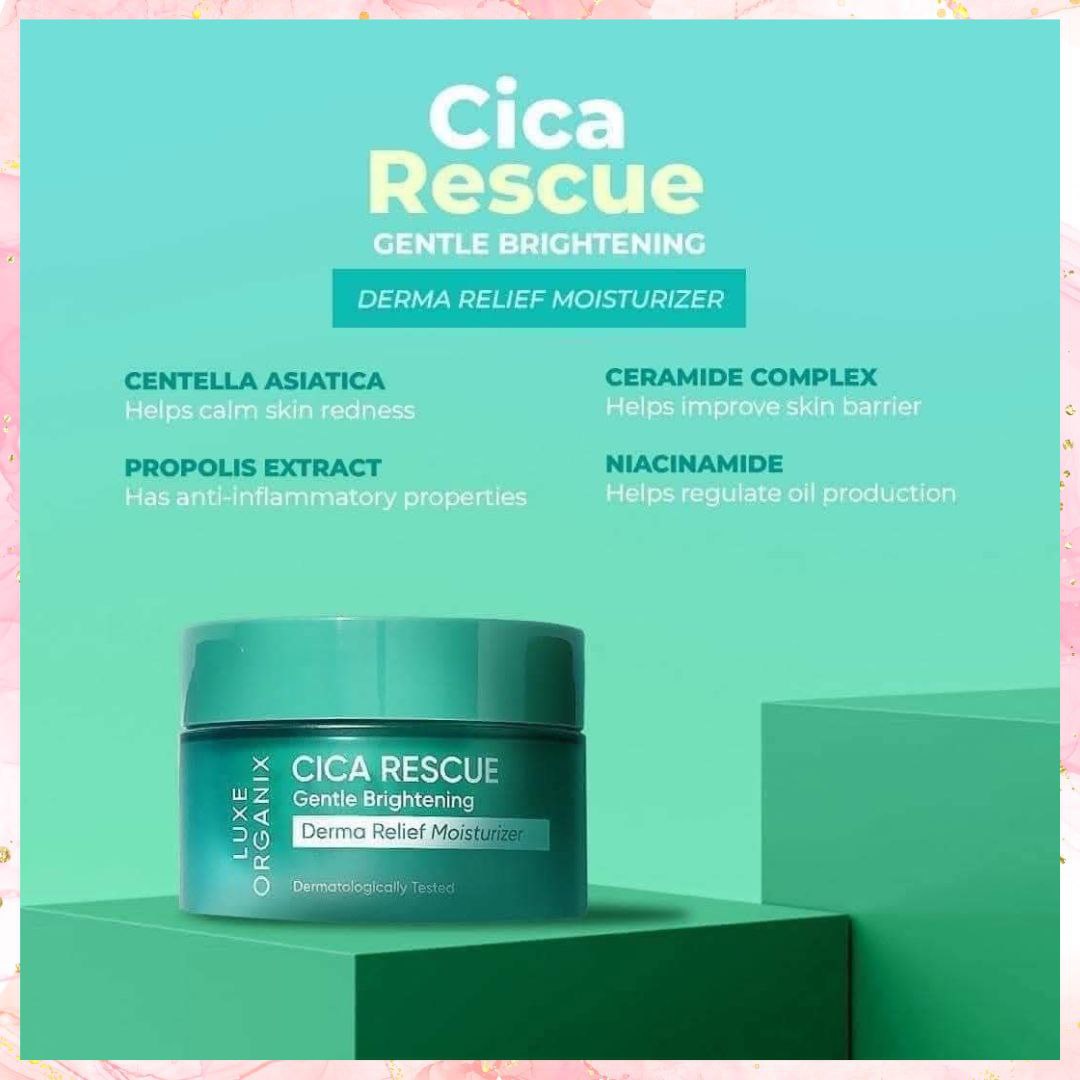 Luxe Organix CICA Rescue Gentle Brightening Derma Relief Moisturizer | 50G