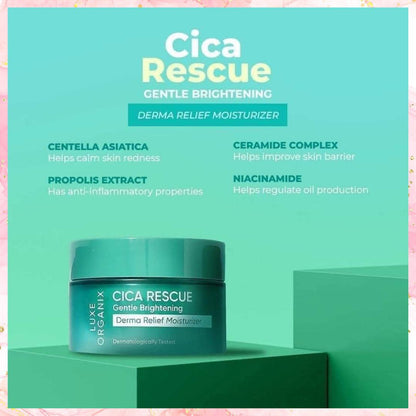 Luxe Organix CICA Rescue Gentle Brightening Derma Relief Moisturizer | 50G