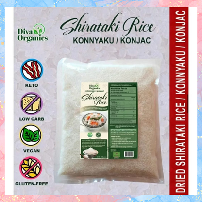 Diva Organics Shirataki Dried Rice - 1KG | Konjac Rice