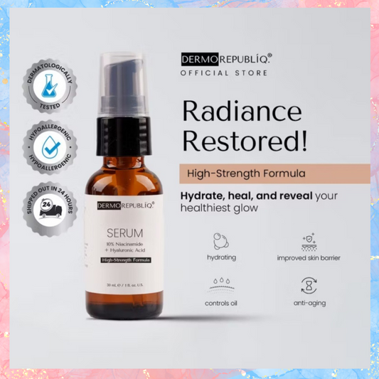 DERMOREPUBLIQ SERUM 10% Niacinamide + Hyaluronic Acid | High strength formula serum | 30ML