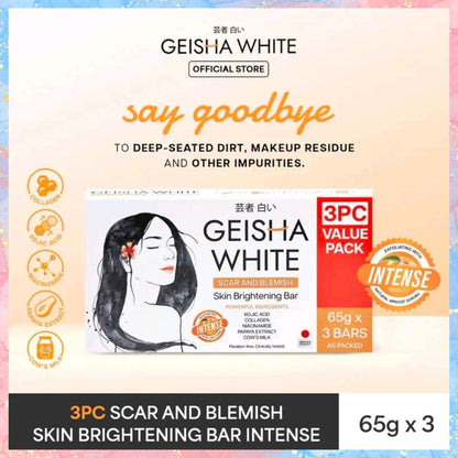 Geisha White INTENSE skin Brightening Bar Soap | 3PCS | SCAR & BLEMISHES