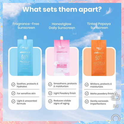 Transformed Skin Honest Glow Daily Sunscreen with SPF50 UVA/UVB Protection | 30G