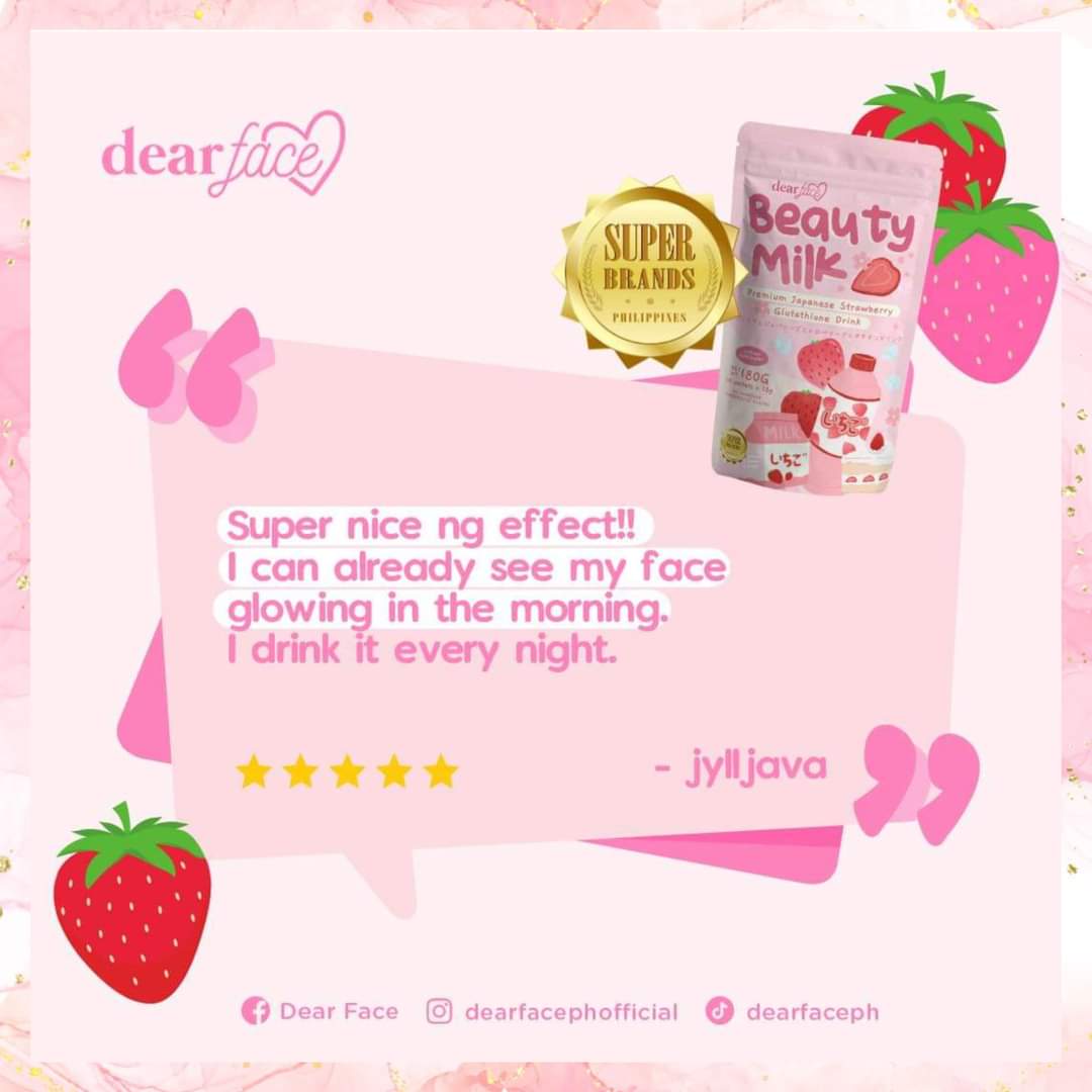 Dear Face - Beauty Milk Premium Japanese Strawberry | 180grams Dear Face - Beauty Milk Premium Japanese Strawberry | 180grams
