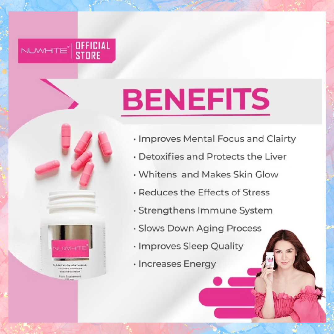 NUWHITE S-ACETYL GLUTATHIONE with Collagen, Vitamin E & Sodium Ascorbate | 30caps