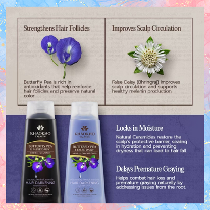 Khaokho Talaypu Herbal Hair Darkening Shampoo and Conditioner
