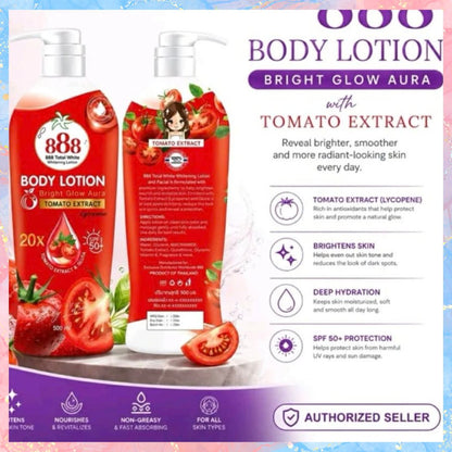888 Total White Body Lotion Bright Glow Aura (Red)