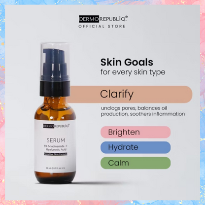 DERMOREPUBLIQ SERUM 5% Niacinamide + Hyaluronic Acid For Sensitive Skin Serum | 30ML