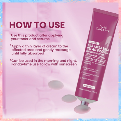 Luxe Organix DermaPro TXA Melasma Clear Exo-10 Treatment Cream