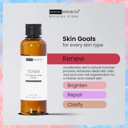 DERMOREPUBLIQ Toner 7% Glycolic Acid (AHA) Skin Renewing Toner | 100ML