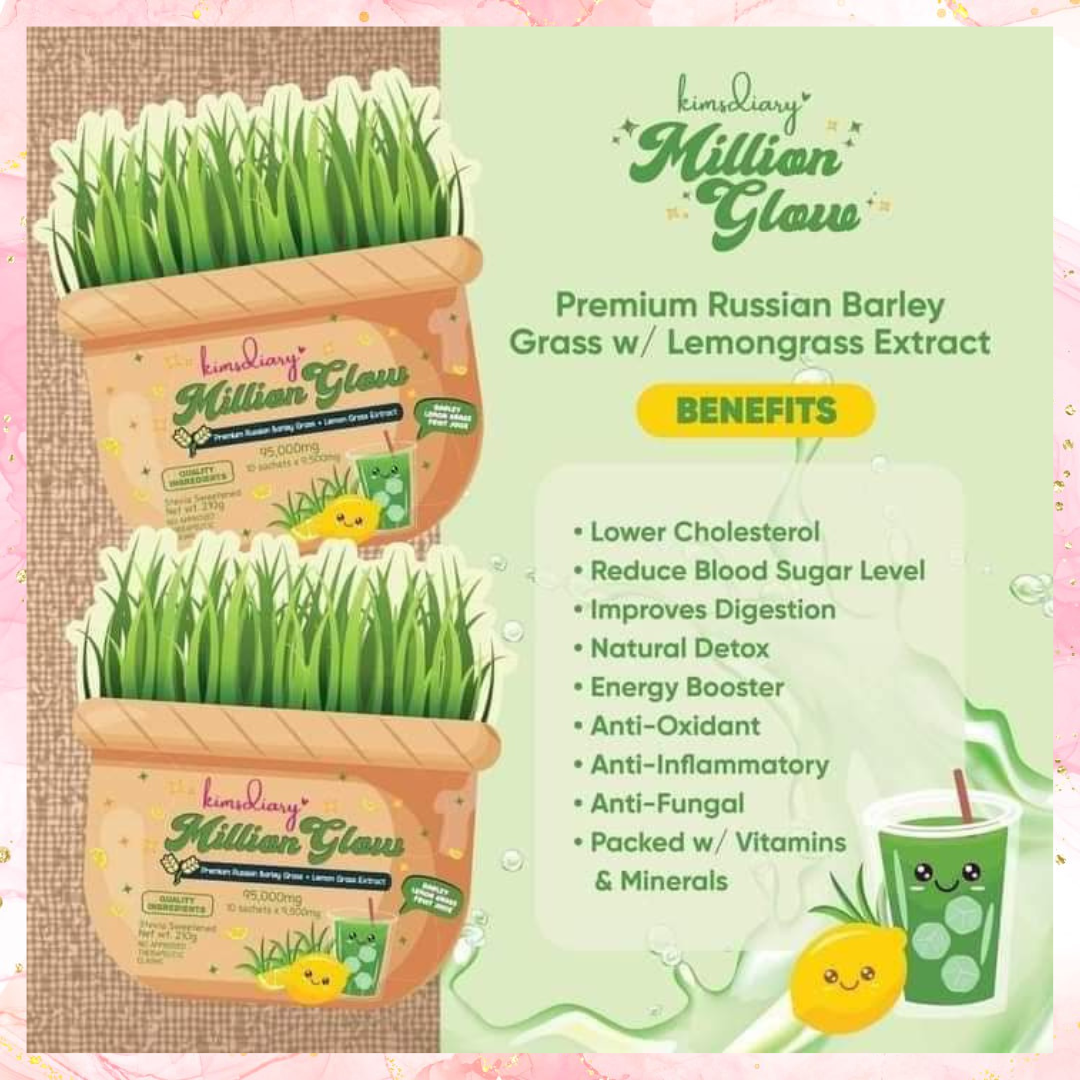 Kimsdiary- Million Glow Premium Russian Barley Grass + Lemongrass Extract