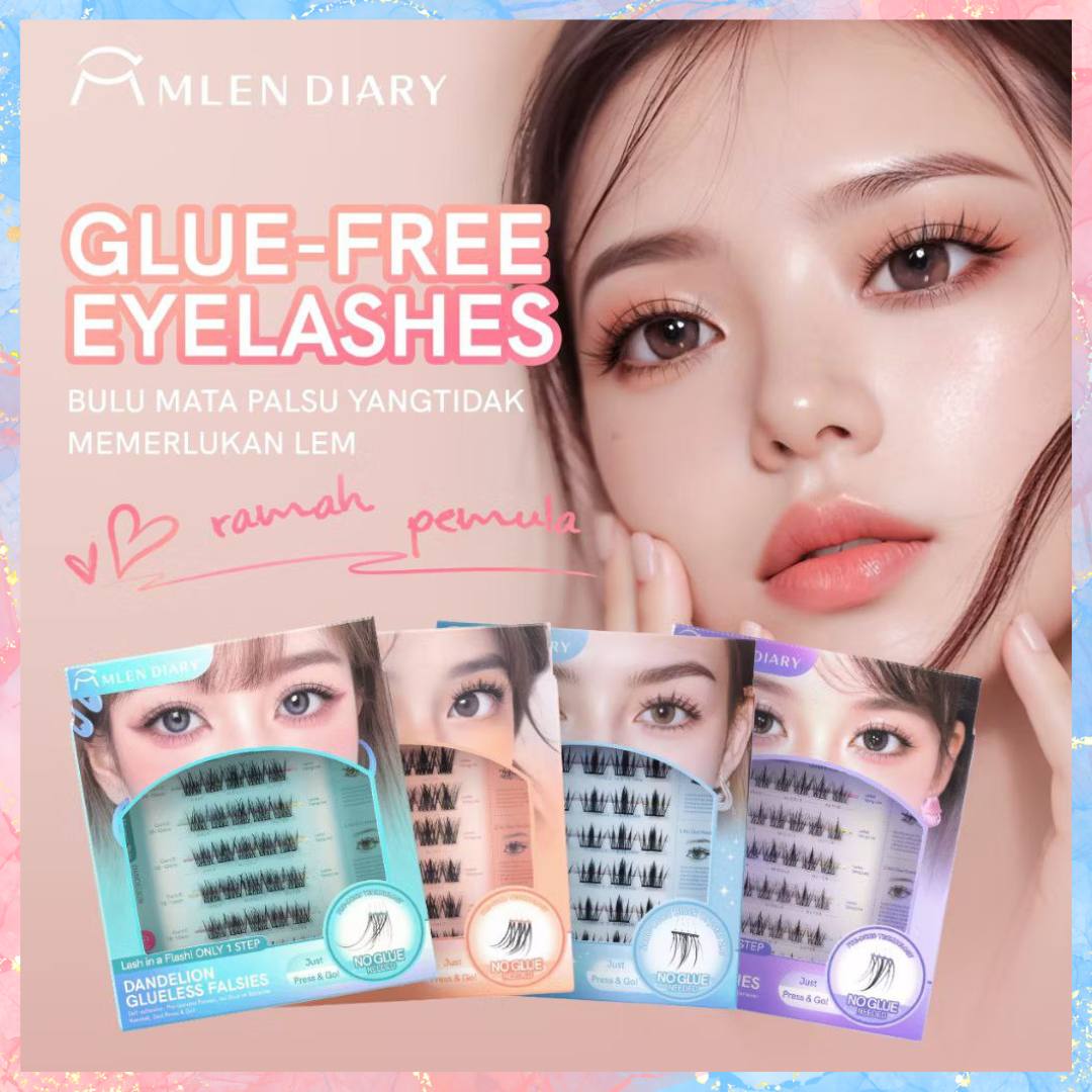 MLEN DIARY Glueless Falsies with FREE TWEEZER | No Glue Needed