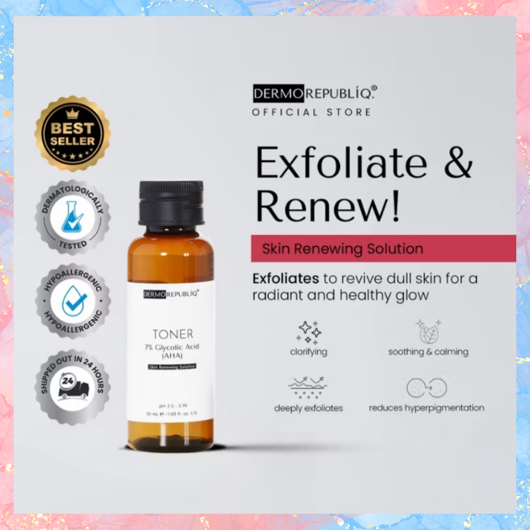 DERMOREPUBLIQ Toner 7% Glycolic Acid (AHA) Skin Renewing Toner | 100ML